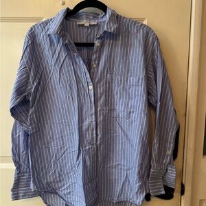 LOFT Light Blue and White Striped Shirt